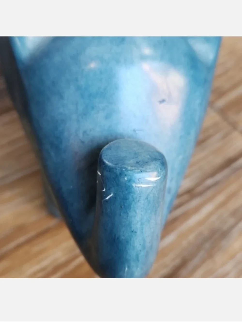 Afrikiko Soapstone Elephant Teal Blue Green White Abstract Circles